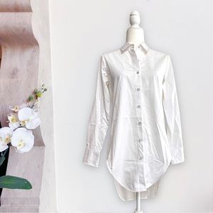 rag & bone White Button-Down Longline Shirt